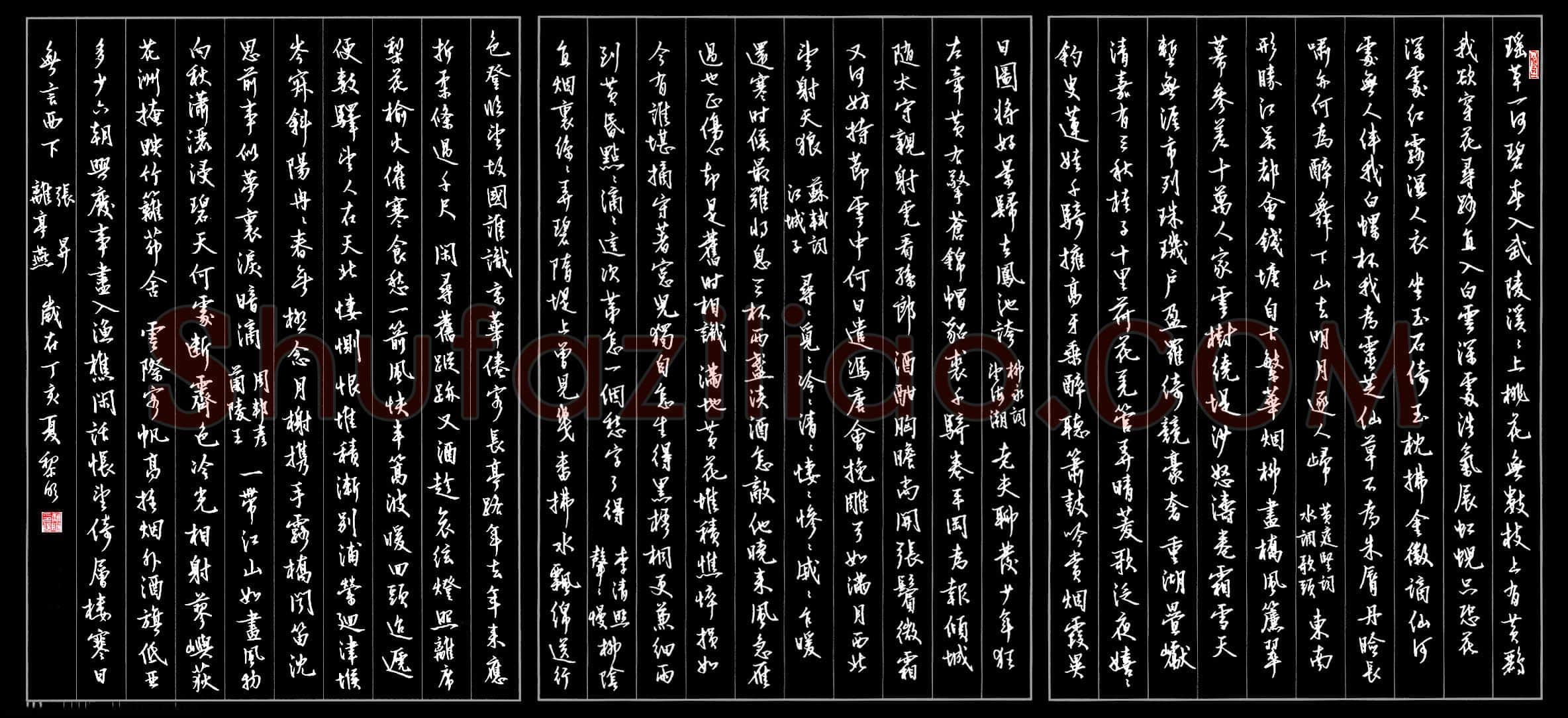 熊黎明硬笔行书宋词五首,熊黎明硬笔书法作品