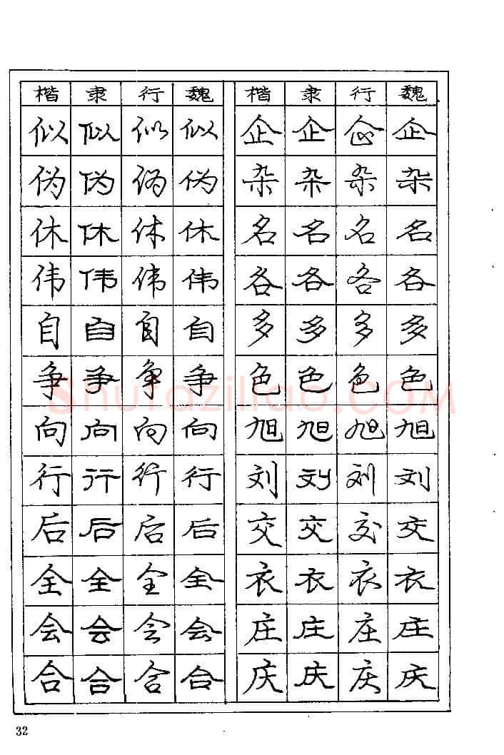 庞中华硬笔楷书字帖,摘自《庞中华钢笔字帖》84版