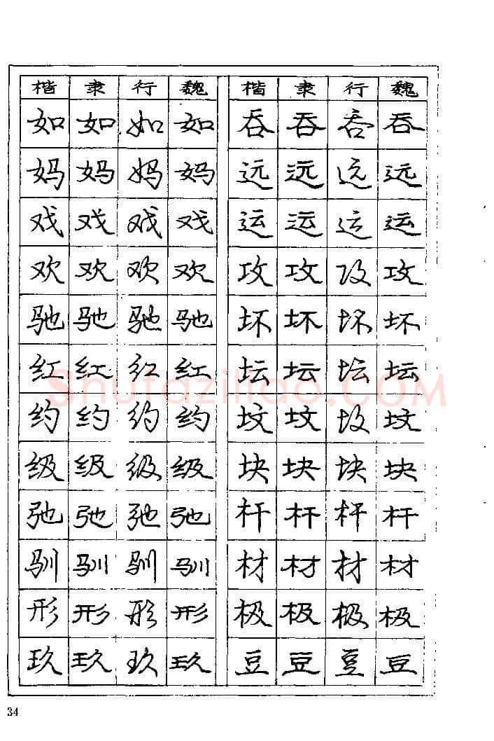 庞中华硬笔楷书字帖,摘自《庞中华钢笔字帖》84版