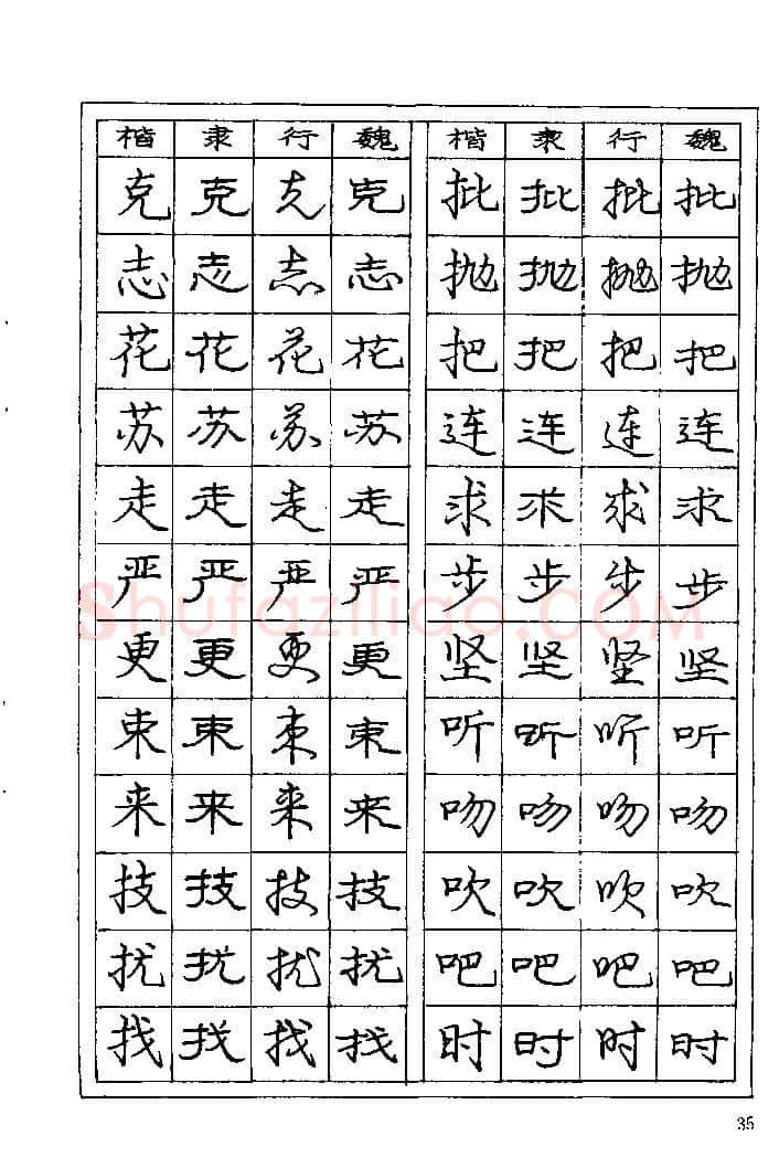 庞中华硬笔楷书字帖,摘自《庞中华钢笔字帖》84版