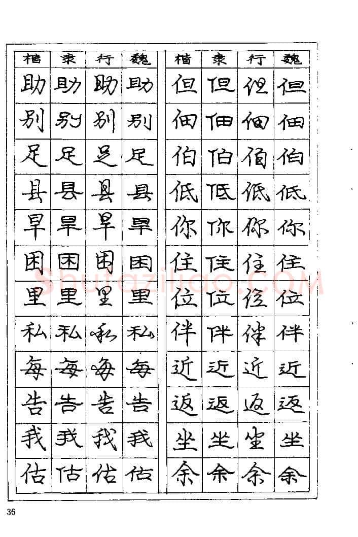 庞中华硬笔楷书字帖,摘自《庞中华钢笔字帖》84版