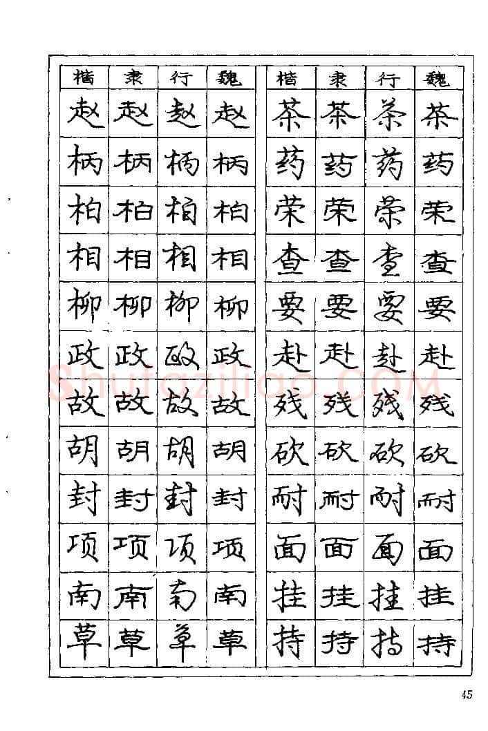 庞中华硬笔楷书字帖,摘自《庞中华钢笔字帖》84版