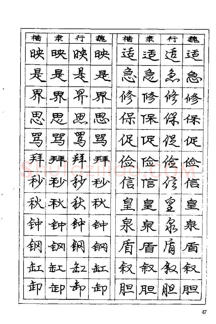 庞中华硬笔楷书字帖,摘自《庞中华钢笔字帖》84版