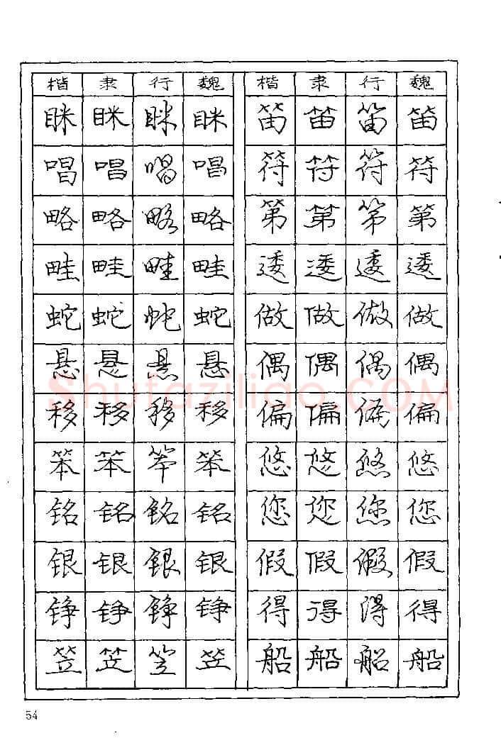庞中华硬笔楷书字帖,摘自《庞中华钢笔字帖》84版