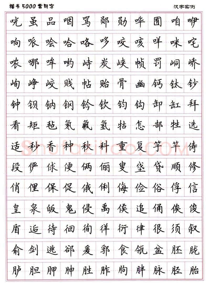 卢中南硬笔楷书字帖,摘自卢中南楷书5000常用字下载