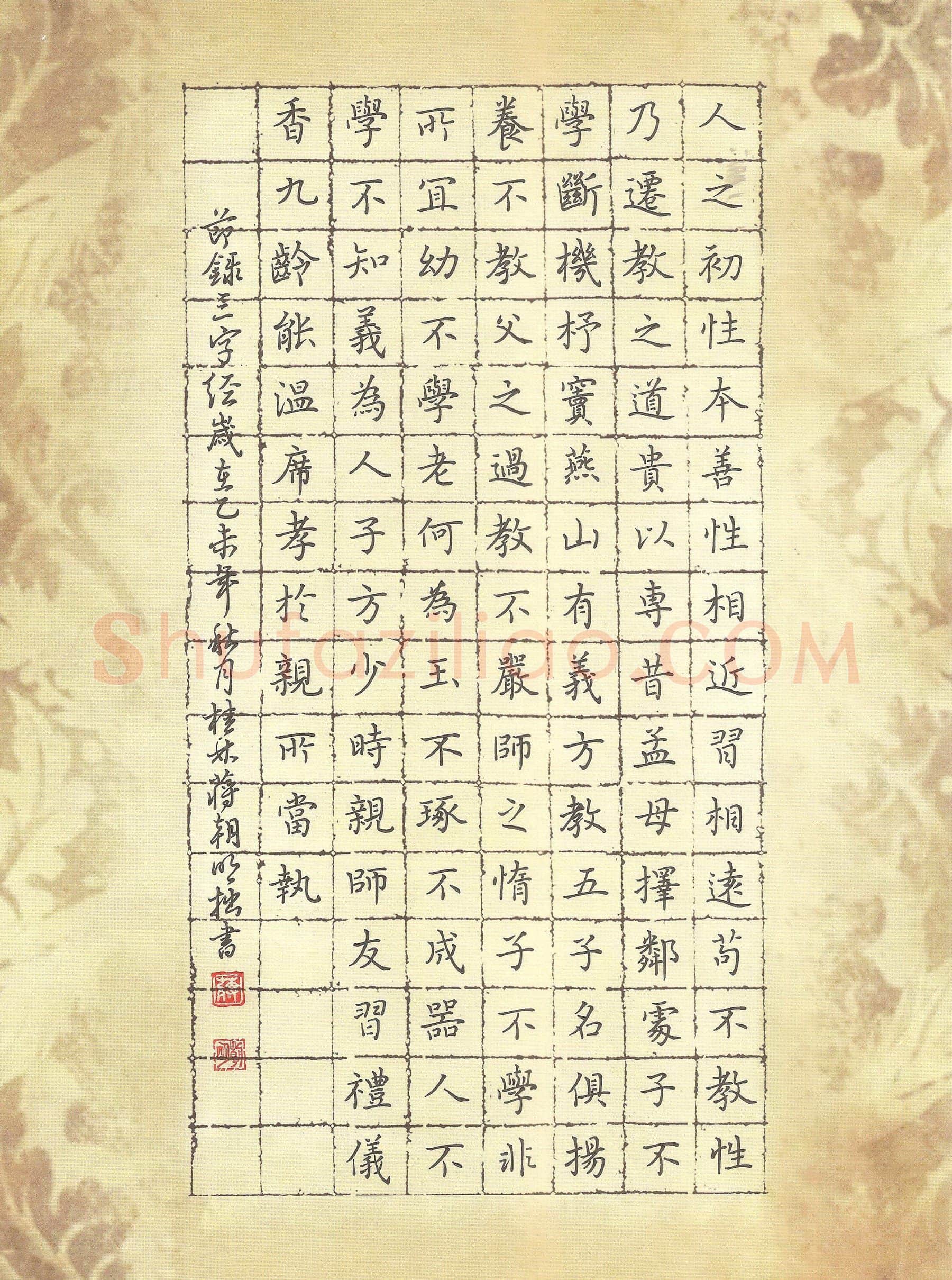 蒋朝明硬笔楷书节录三字经,蒋朝明硬笔书法作品