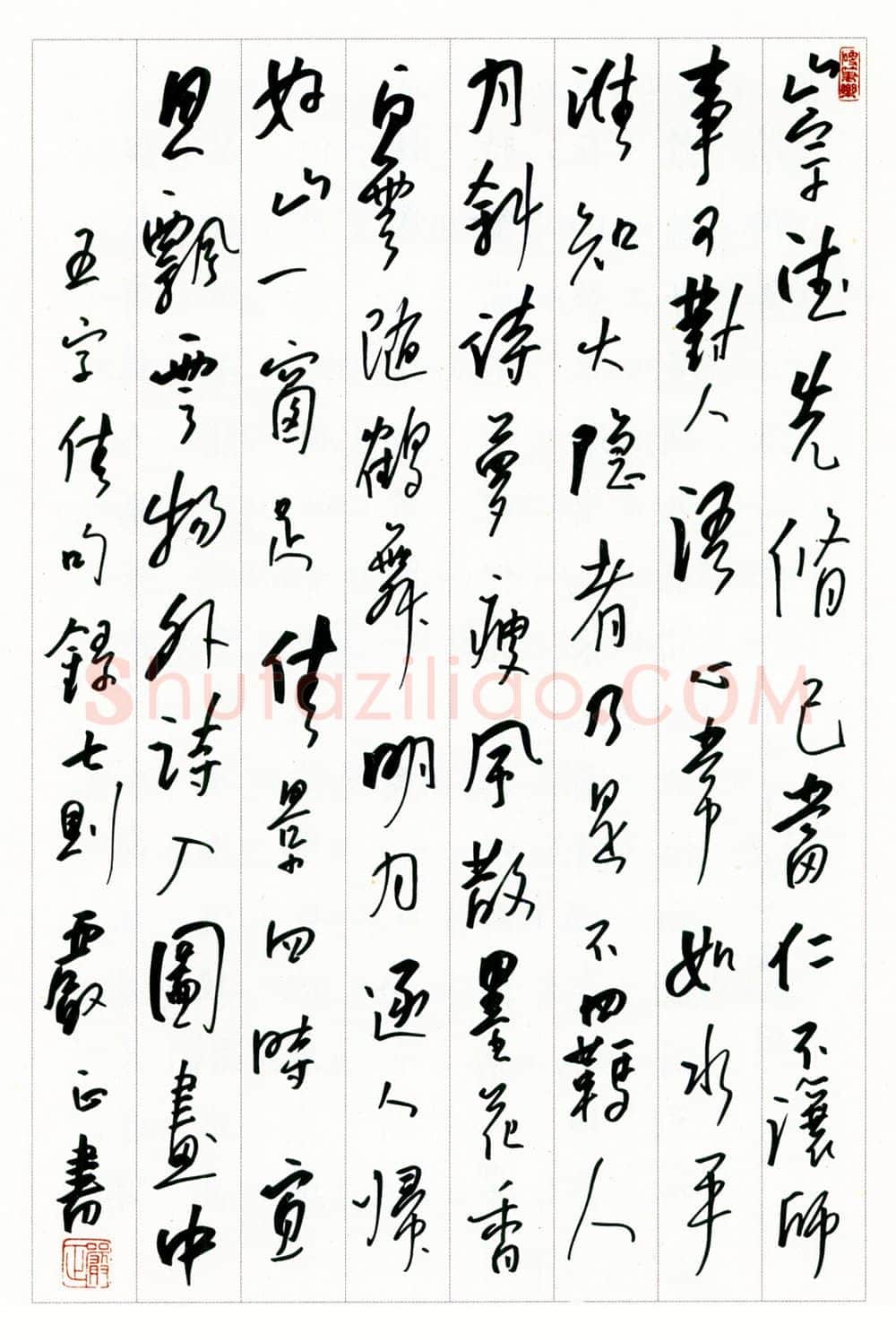 严正硬笔行书王字佳句七则 硬笔书法作品欣赏