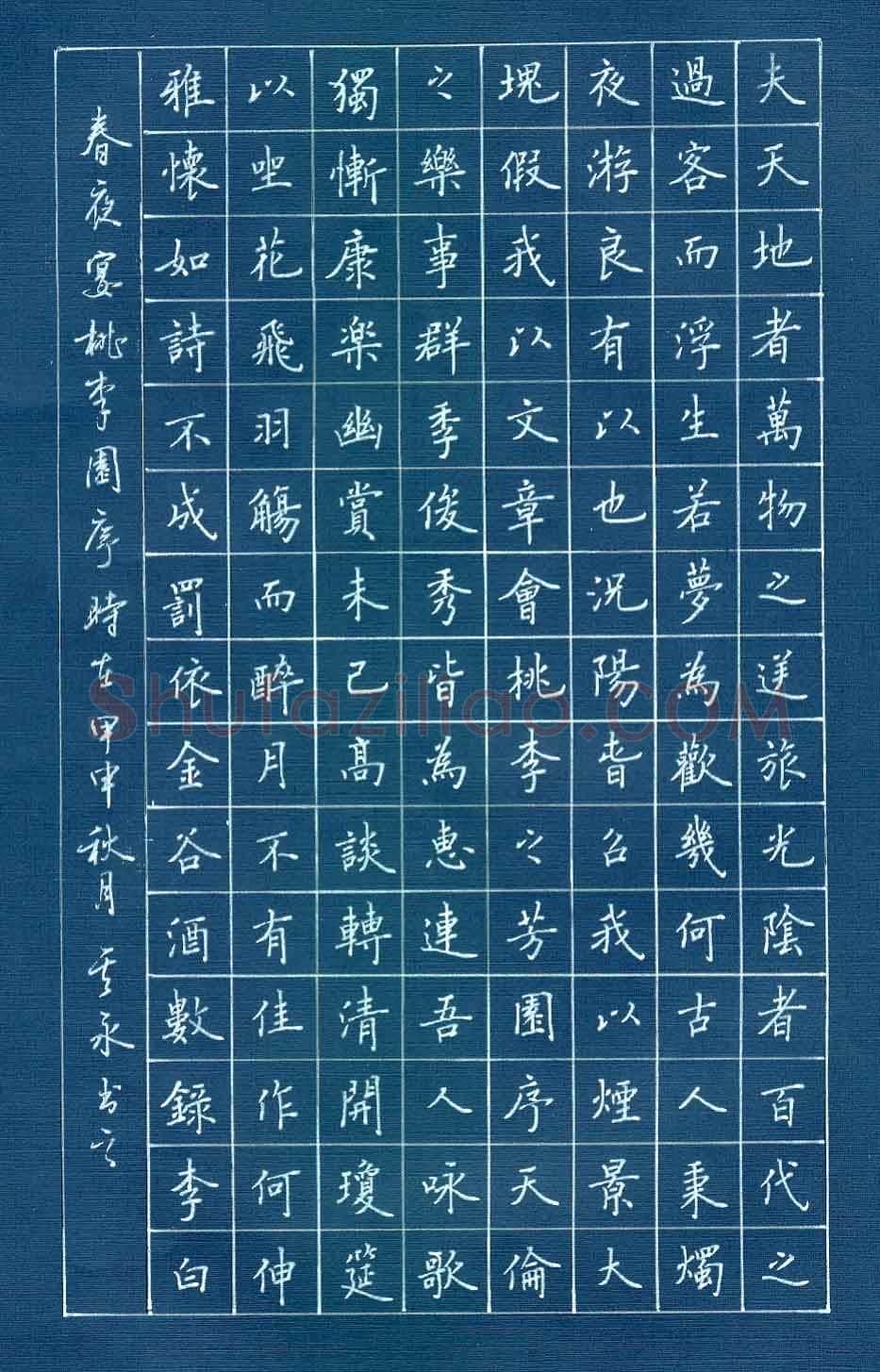 张其永硬笔楷书李白诗春夜宴桃李园序,张其永硬笔书法作品