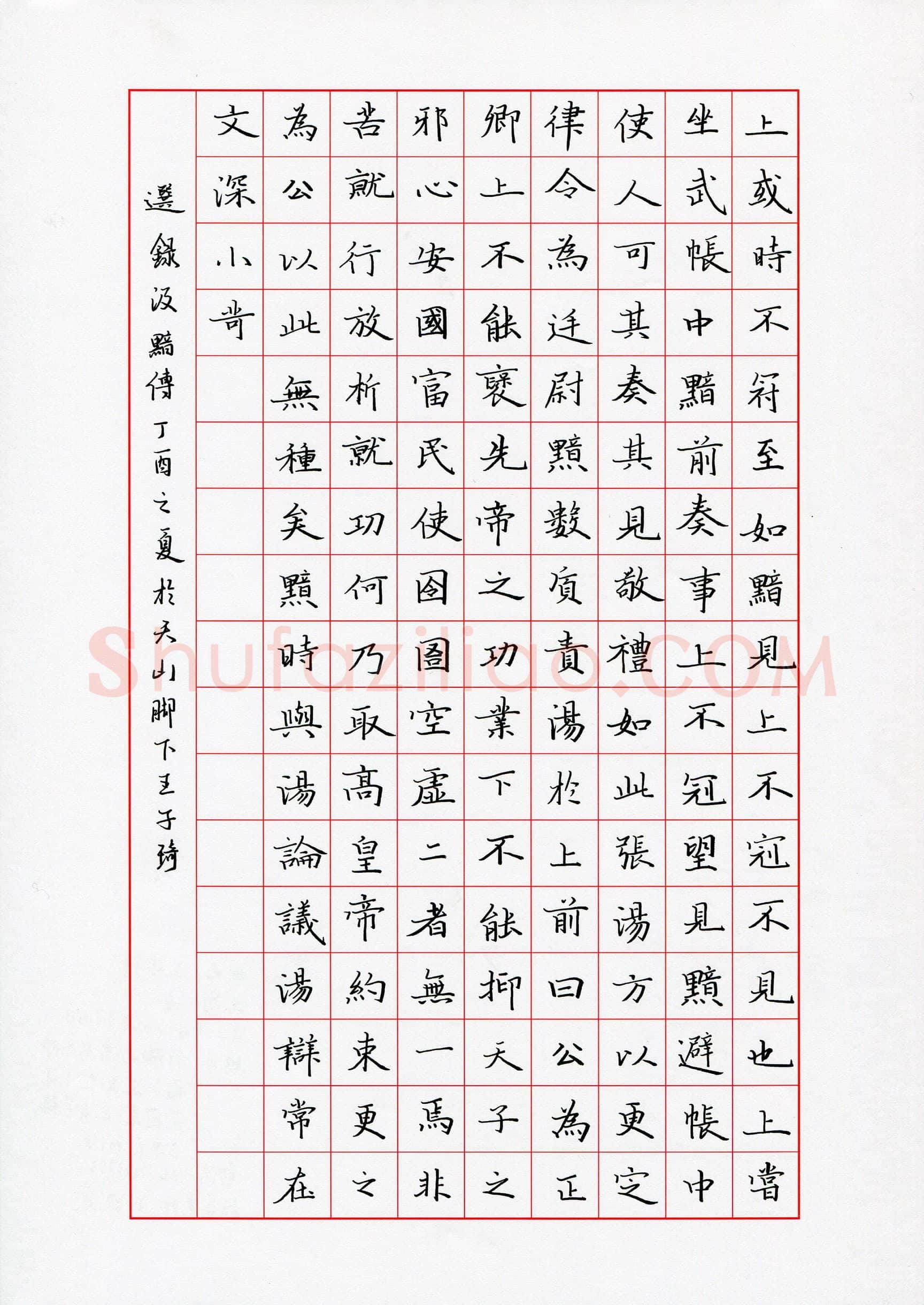 王子琦(少儿组 15岁 金奖)硬笔书法大赛获奖作品,王子琦硬笔书法作品