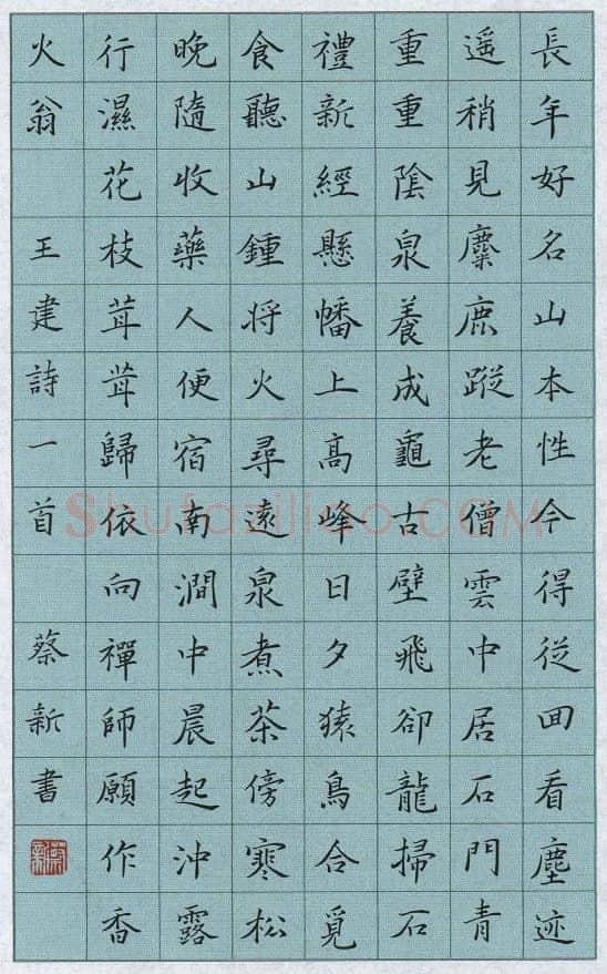 蔡新硬笔楷书王建诗一首,蔡新硬笔书法作品