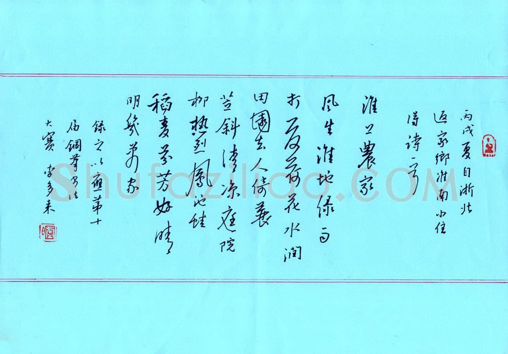 李多来硬笔楷书王建诗一首,硬笔书法作品