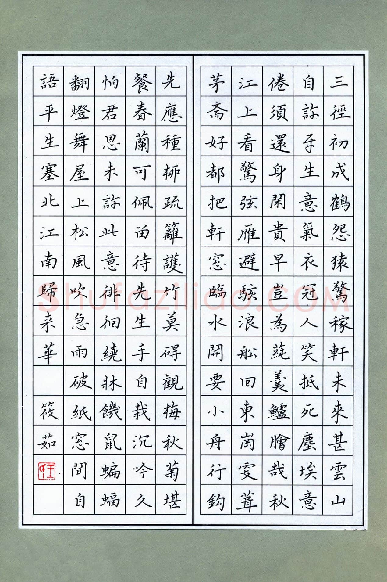 王筱茹硬笔楷书辛弃疾词二首,王筱茹硬笔书法作品