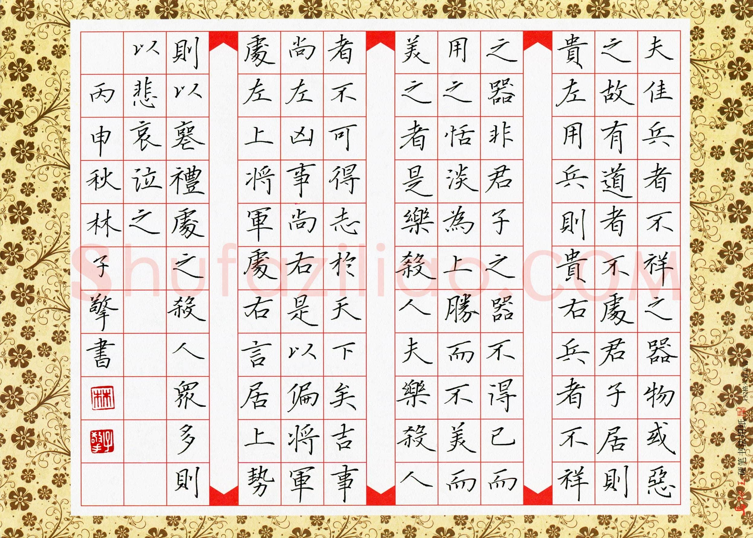 林子擎(少儿组 12岁)硬笔书法大赛入围作品选登,林子擎硬笔书法作品