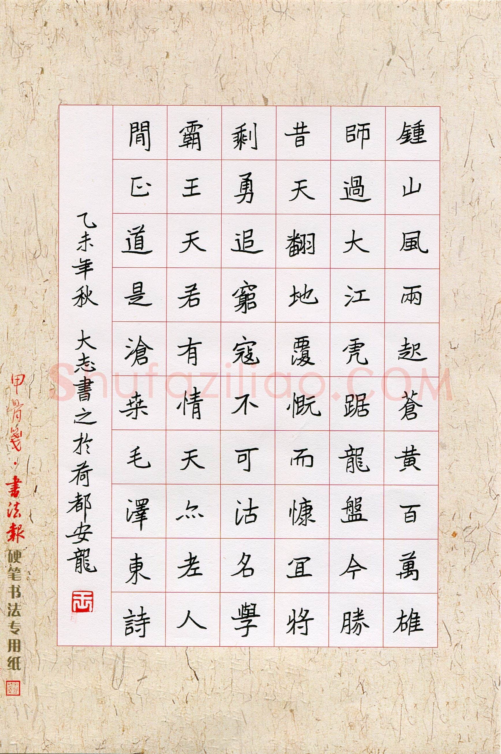 王大志(成人组 优秀奖)硬笔书法大赛获奖作品,王大志硬笔书法作品