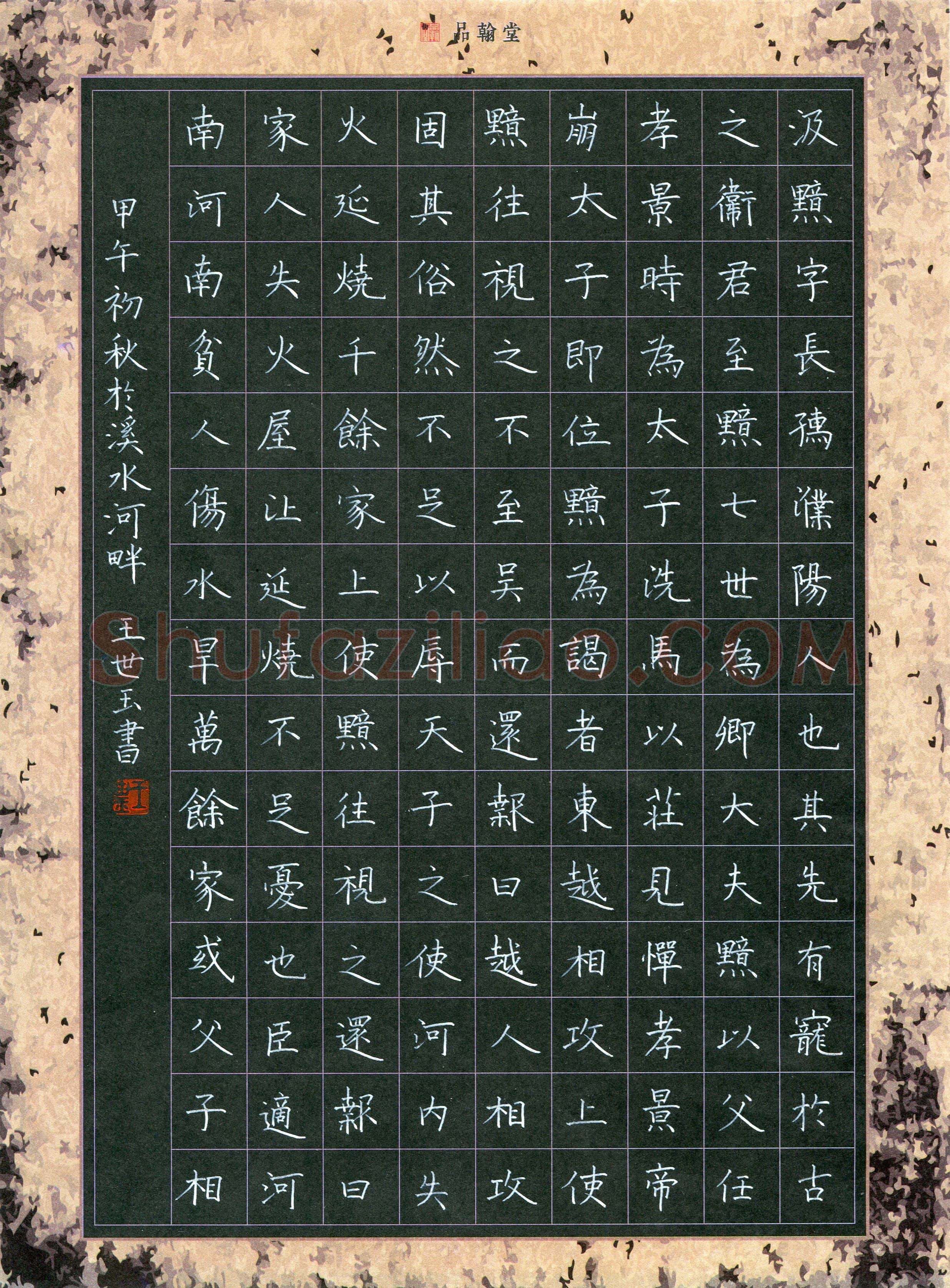 王世玉(少儿组 15岁 铜奖)硬笔书法大赛获奖作品,王世玉硬笔书法作品