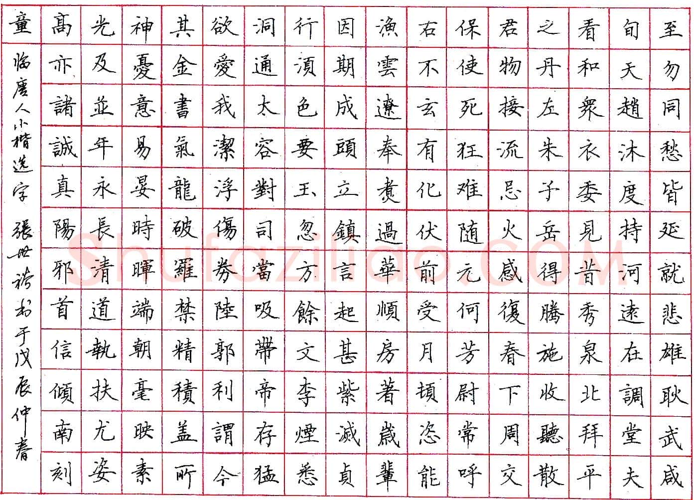 张世裕钢笔临唐人小楷选字 硬笔书法作品欣赏