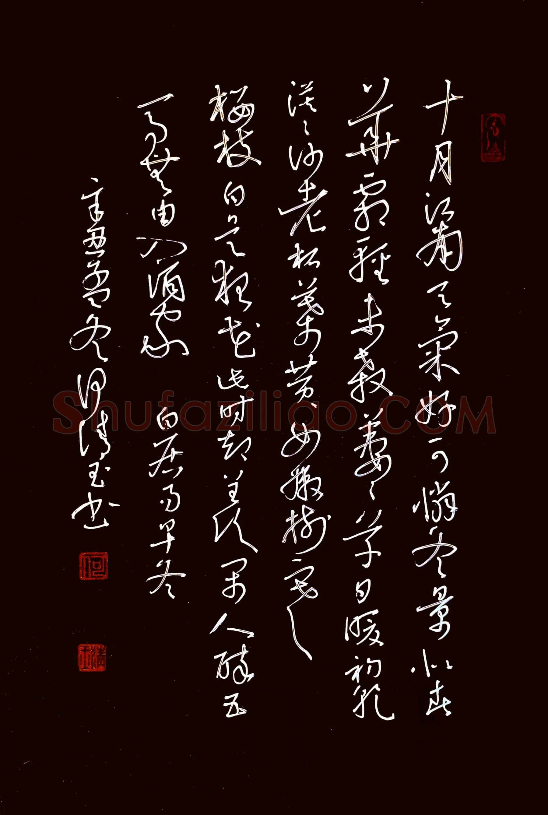 何清玉硬笔草书白居易诗早冬,何清玉硬笔书法作品