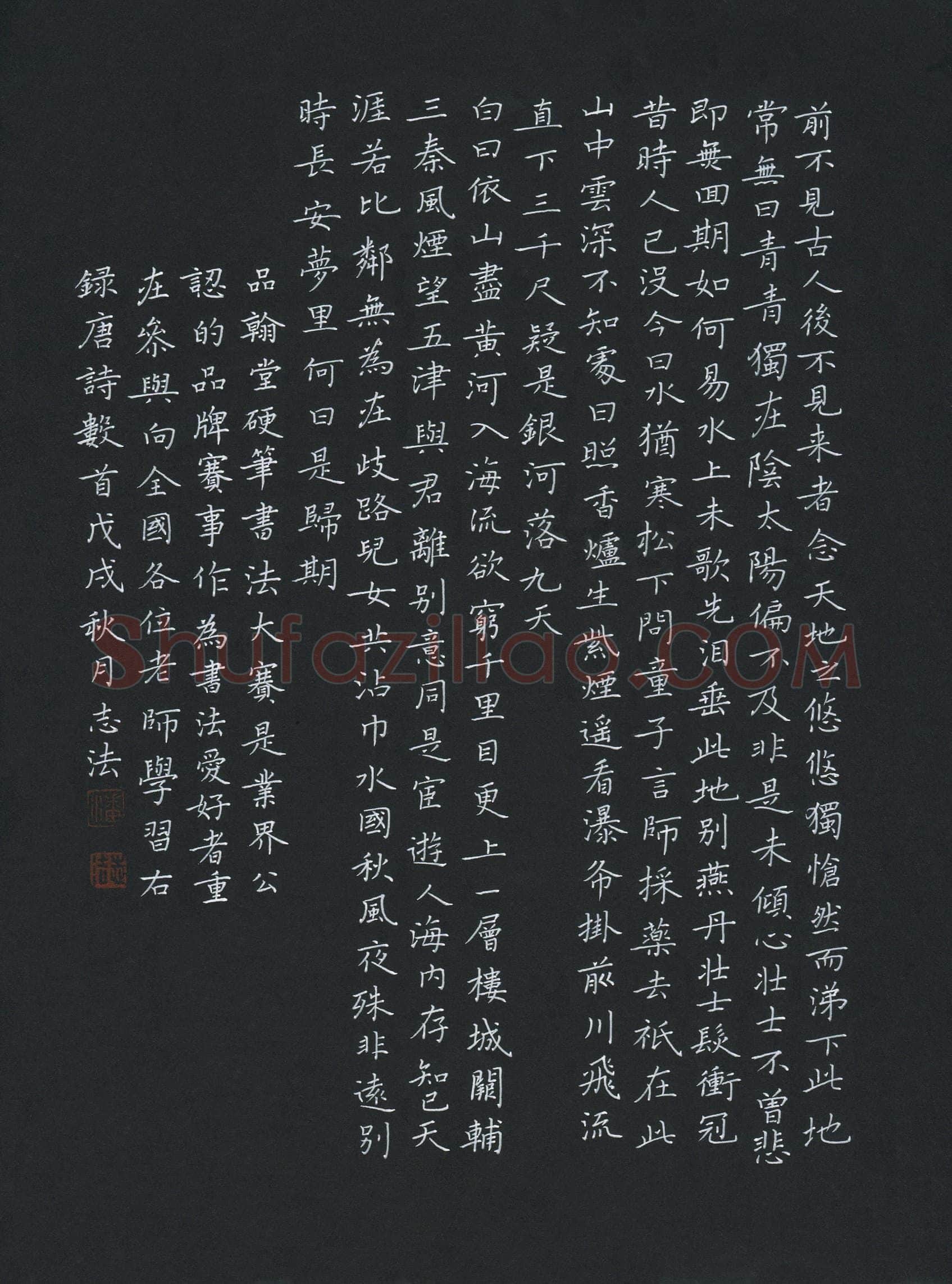 潘志法(成人组 优秀奖)硬笔书法大赛获奖作品,潘志法硬笔书法作品