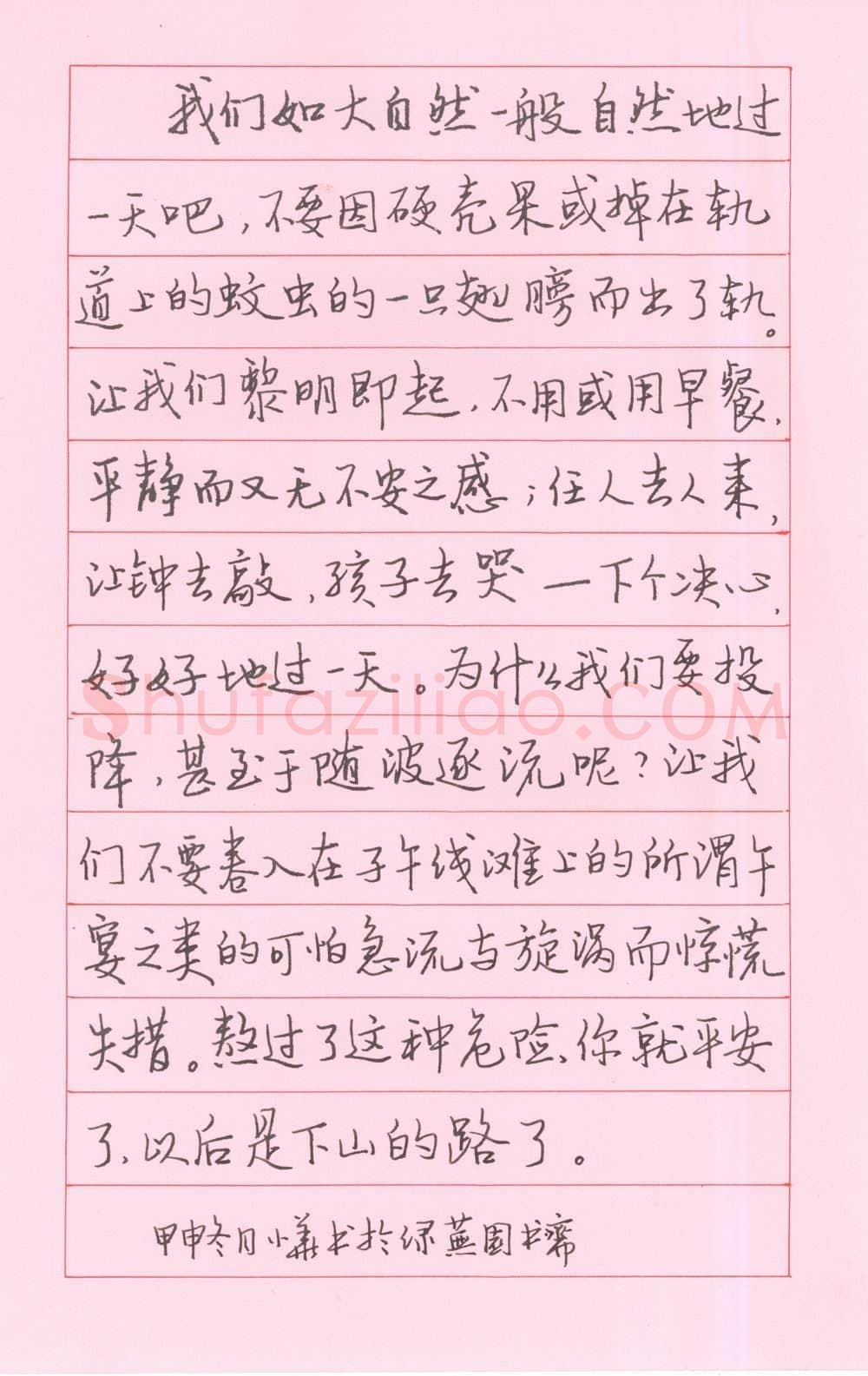 王小华硬笔行书散文选抄,王小华硬笔书法作品