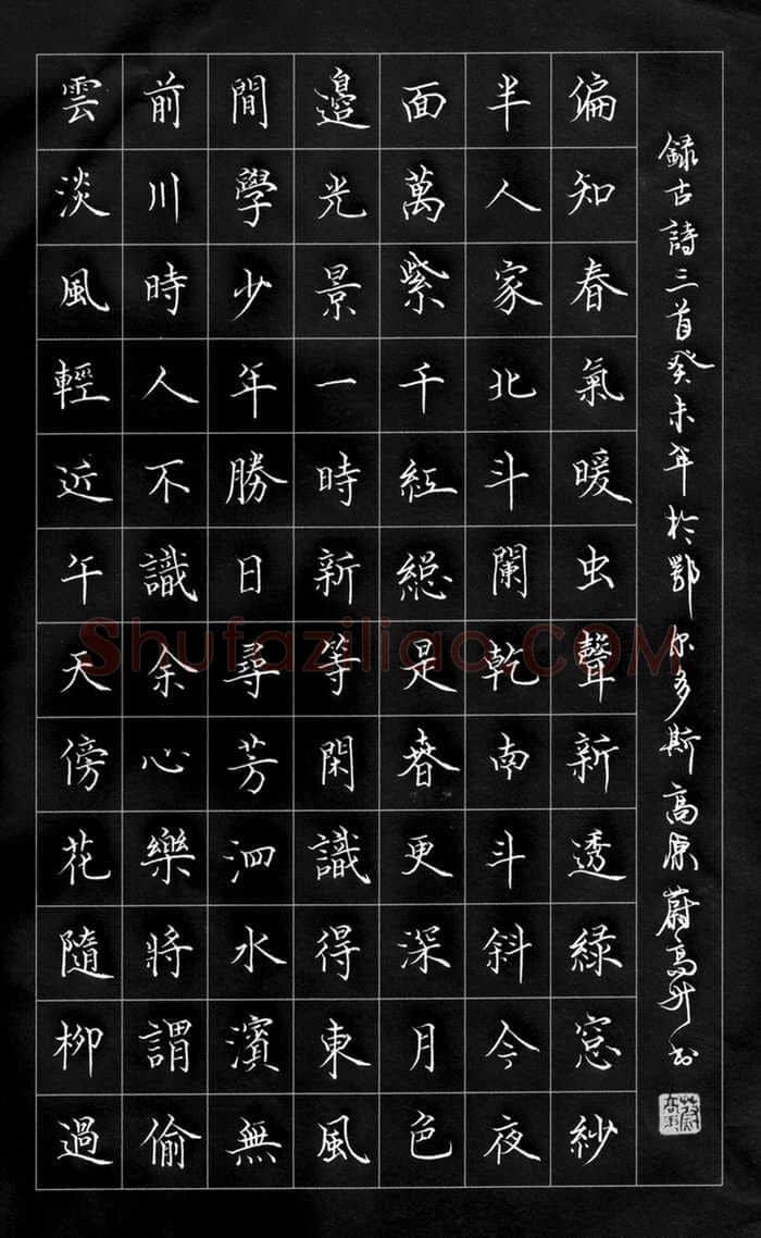 蔚高升硬笔楷书古诗三首,蔚高升硬笔书法作品