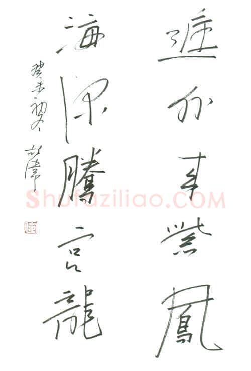 胡伟硬笔行书五言联,胡伟硬笔书法作品