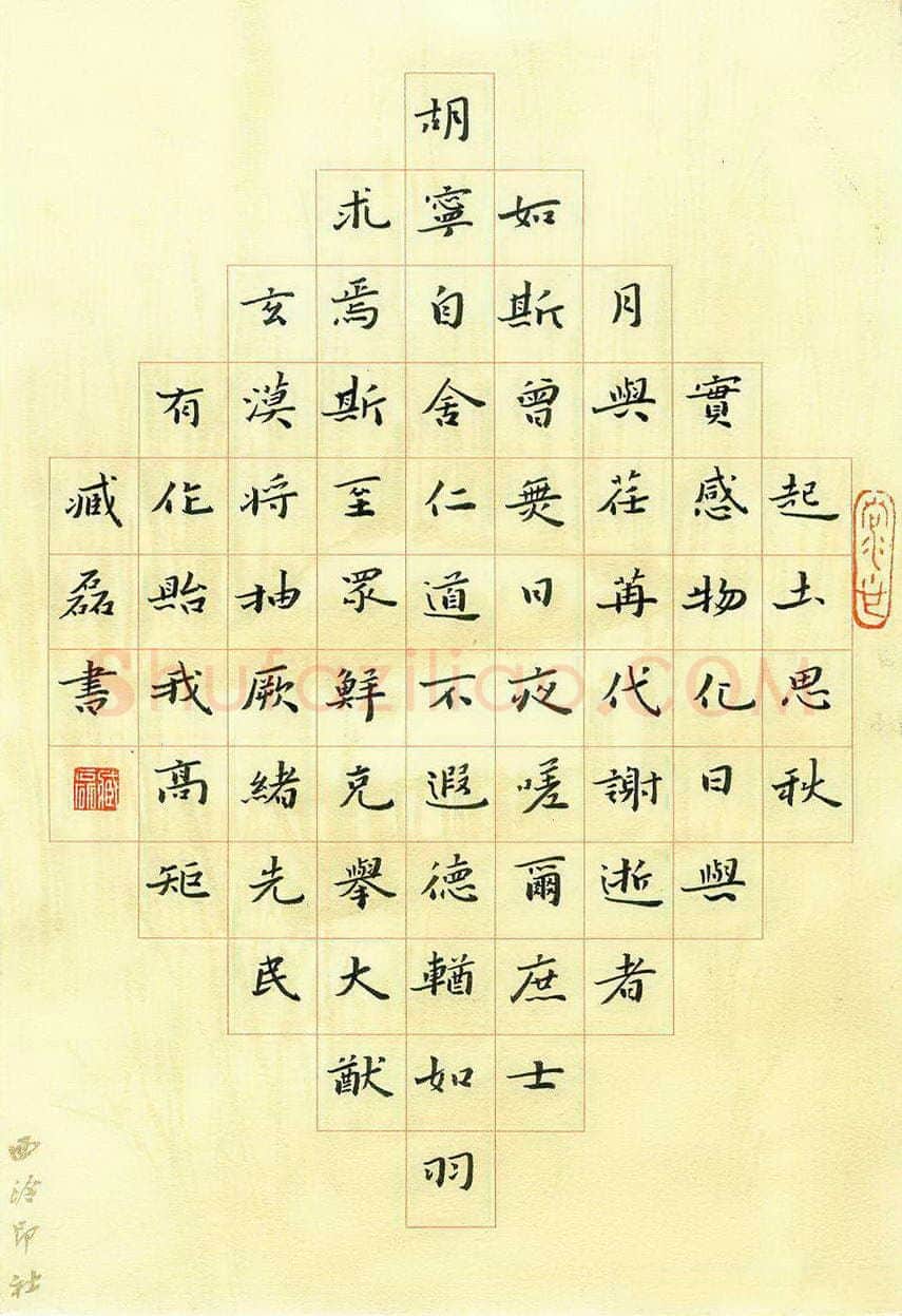 臧磊硬笔楷书张华励志诗,臧磊硬笔书法作品