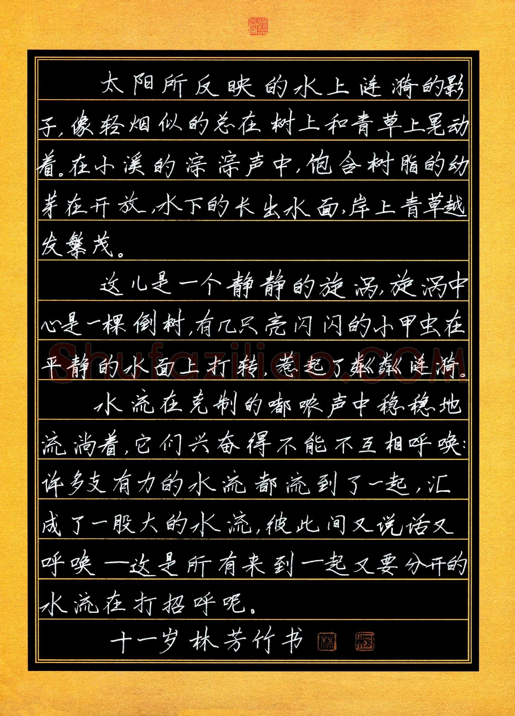 林芳竹(少儿组 11岁 银奖)硬笔书法大赛获奖作品,林芳竹硬笔书法作品