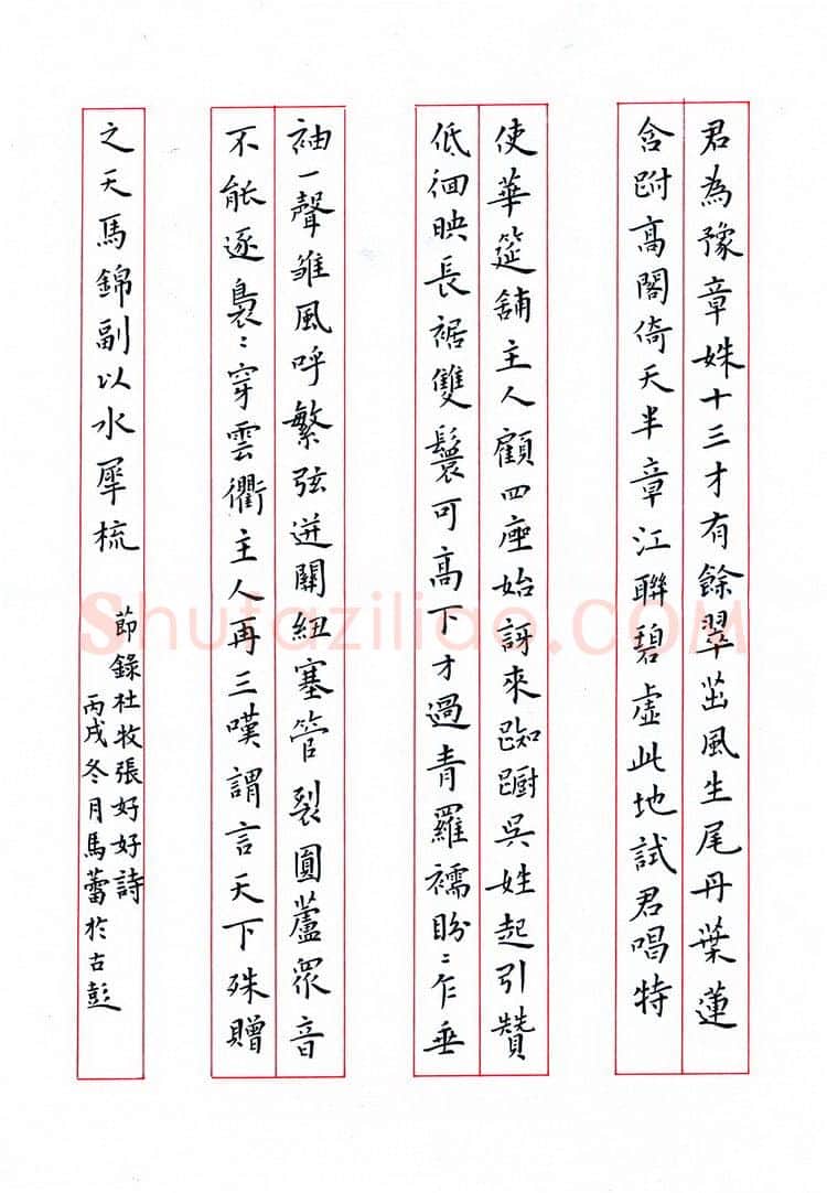 马蕾硬笔楷书节录杜牧张好好诗,马蕾硬笔书法作品