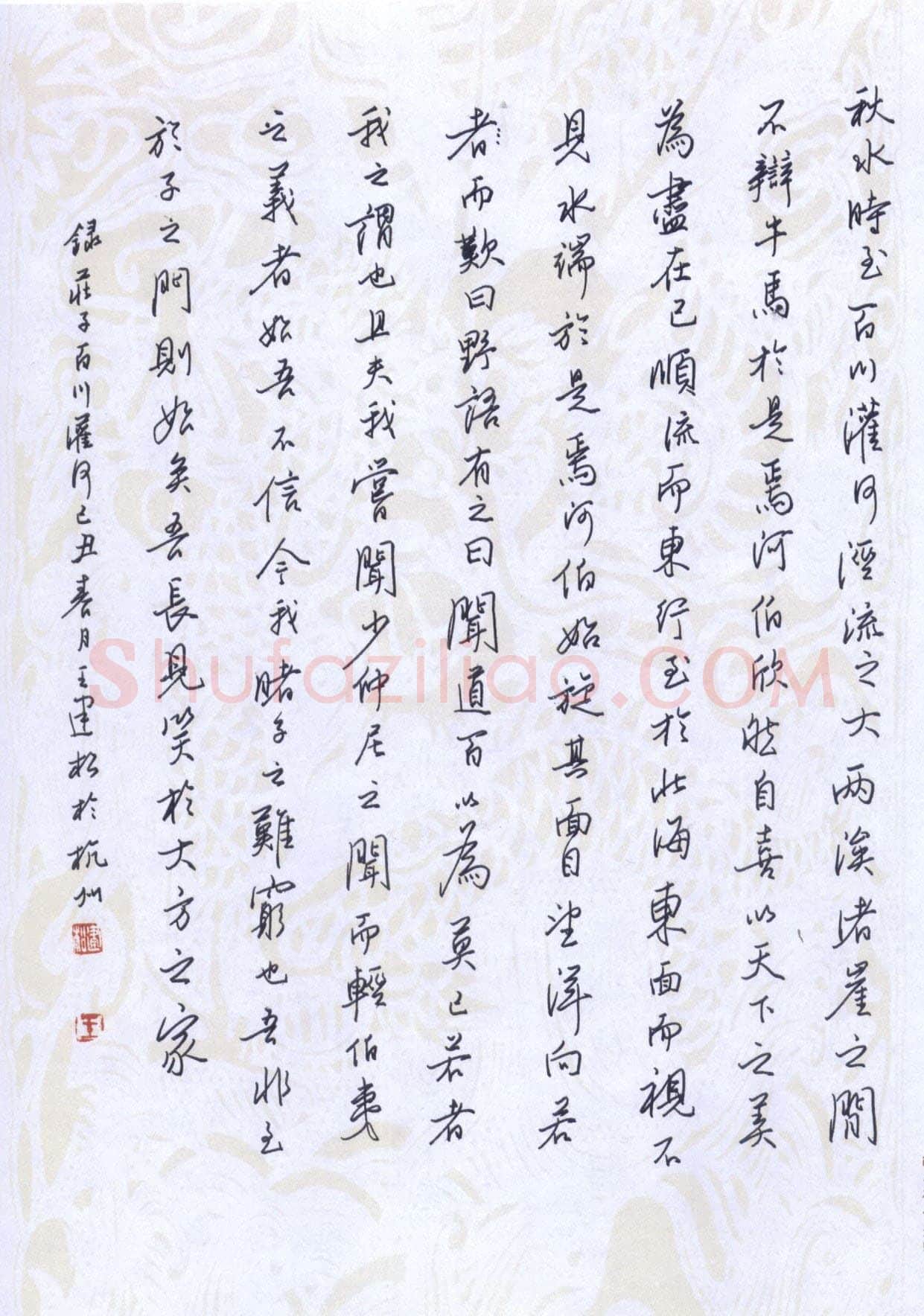王建松硬笔行书庄子百川灌河,王建松硬笔书法作品