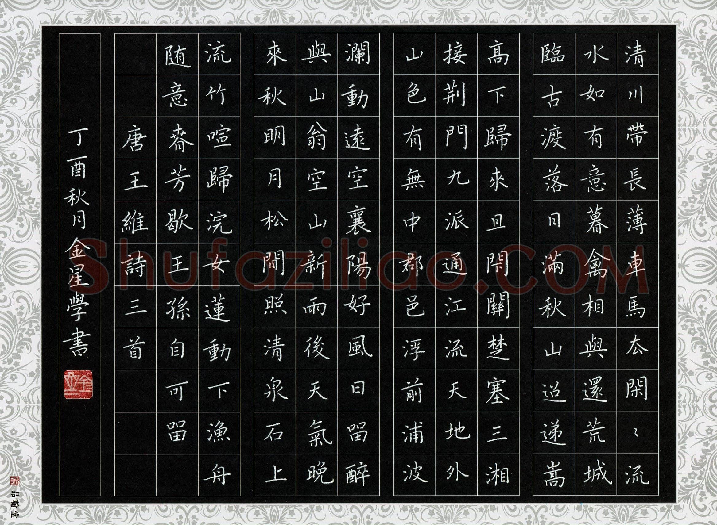李金星(成人组 优秀奖)硬笔书法大赛获奖作品,李金星硬笔书法作品