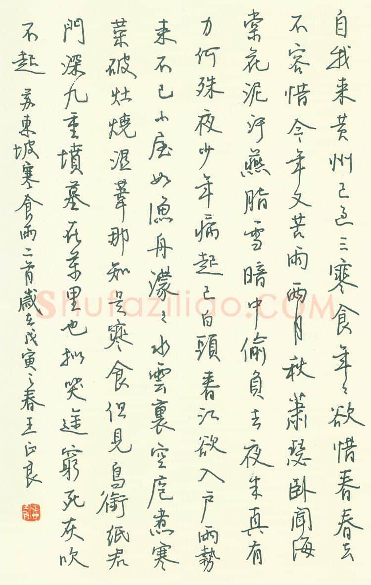 王正良硬笔行书苏东坡寒食诗,王正良硬笔书法作品