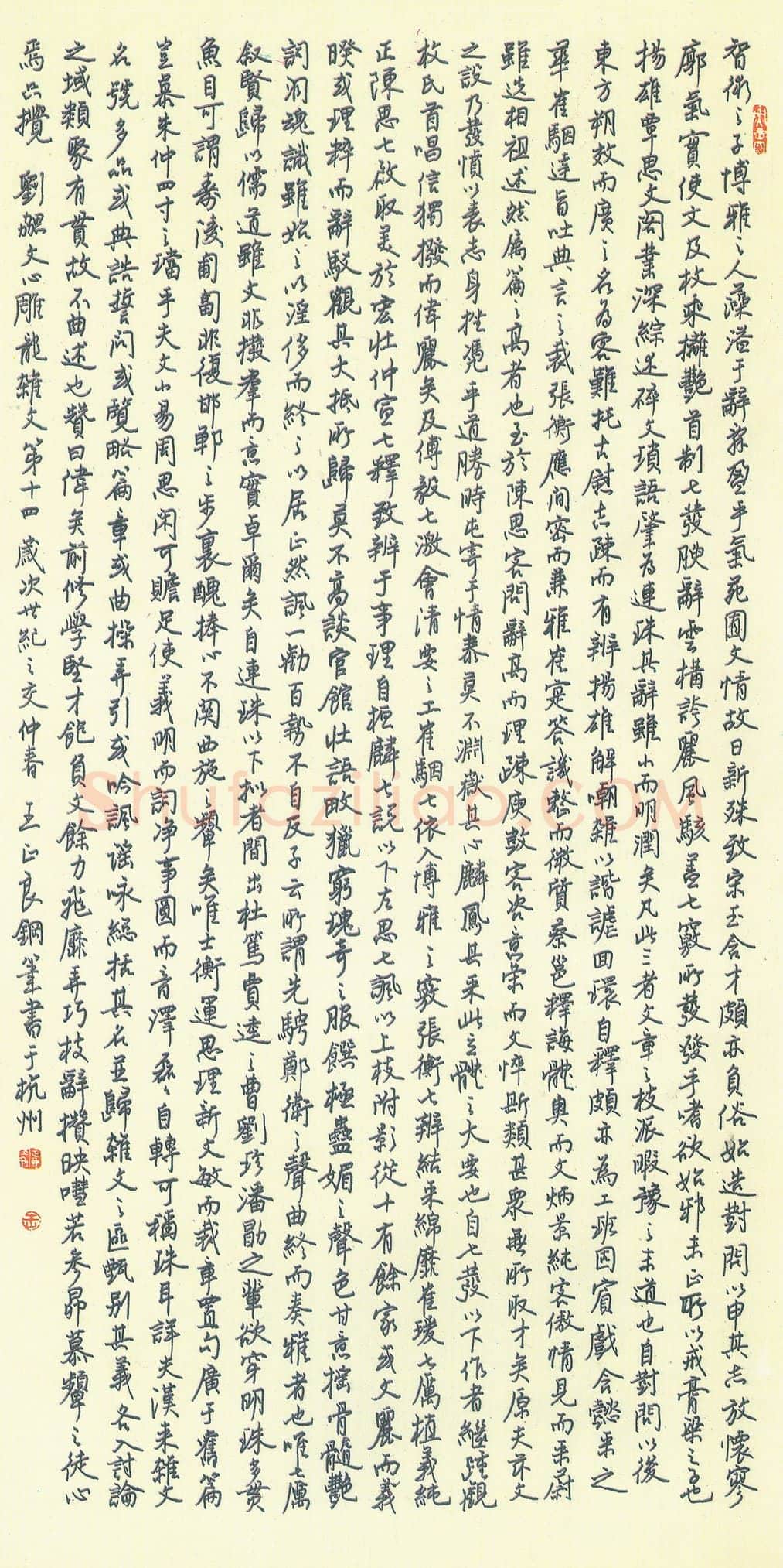 王正良硬笔行书文心雕龙杂文第十四,王正良硬笔书法作品
