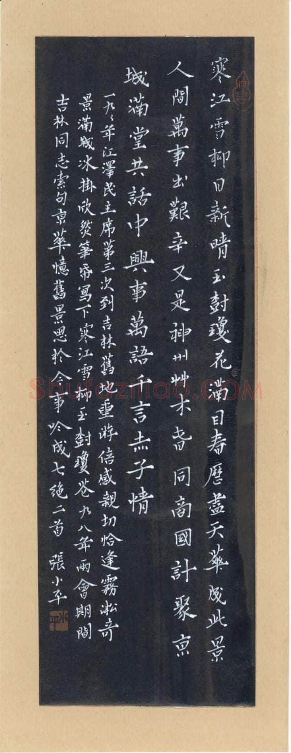 张小平硬笔楷书江泽民七绝二首,张小平硬笔书法作品