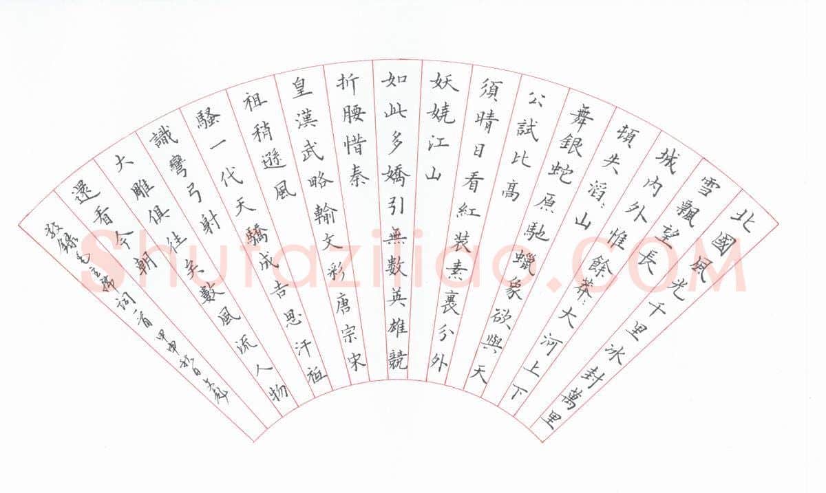 陈文彪硬笔楷书毛泽东词一首,陈文彪硬笔书法作品