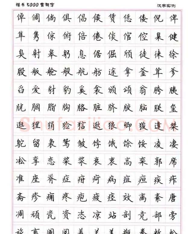 卢中南硬笔书法5000常用字楷书字帖 | 钢笔书法字帖