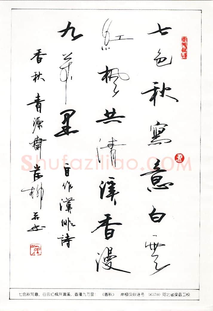 岸柳硬笔行书自作汉俳诗,岸柳硬笔书法作品