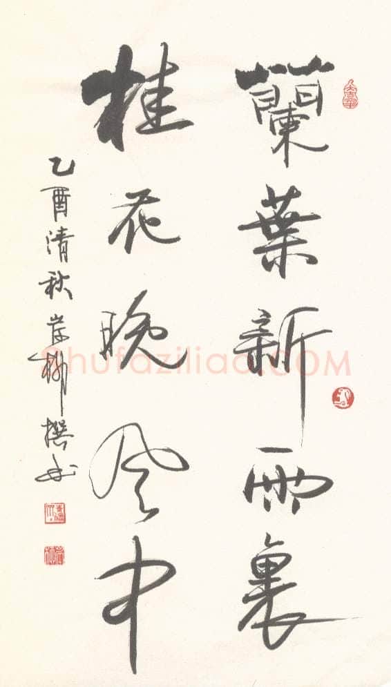 岸柳硬笔行书兰叶桂花联,岸柳硬笔书法作品