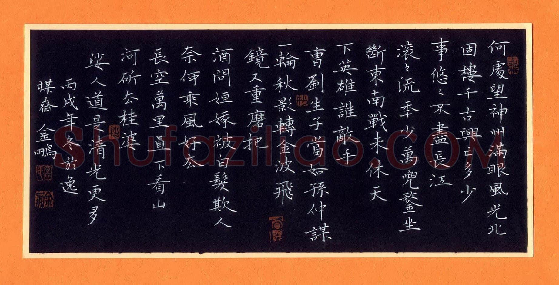 宁金鹏硬笔楷书辛弃疾词南乡子登京口北固亭有怀,宁金鹏硬笔书法作品