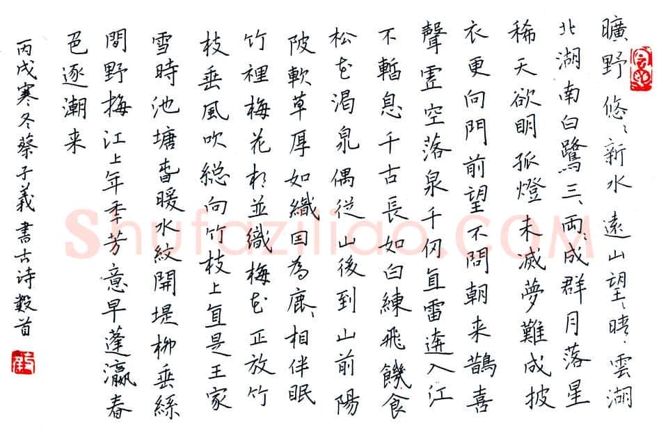 蔡子义硬笔楷书古诗抄,蔡子义硬笔书法作品