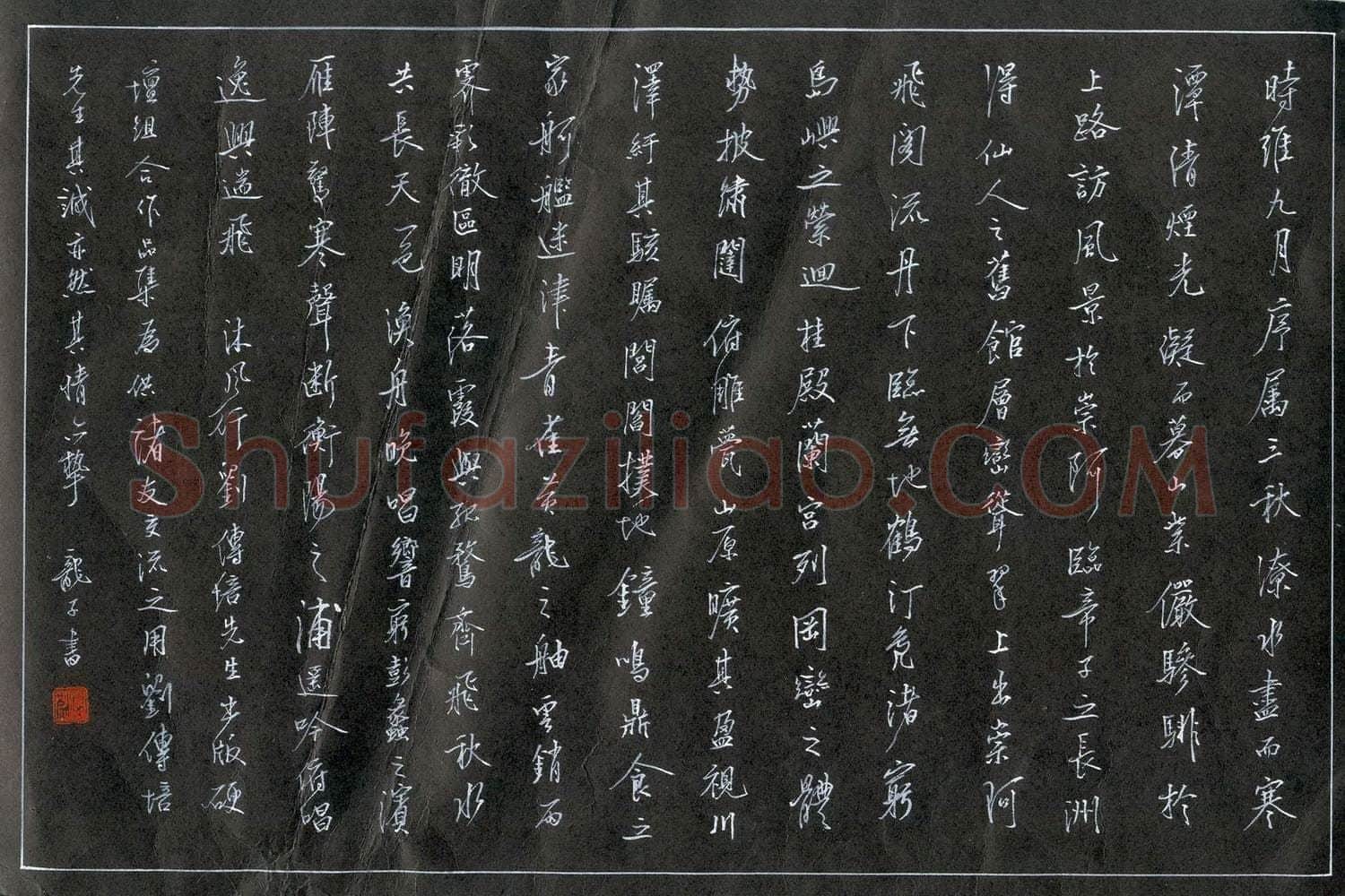 龙定波硬笔行书滕王阁序节录,龙定波硬笔书法作品