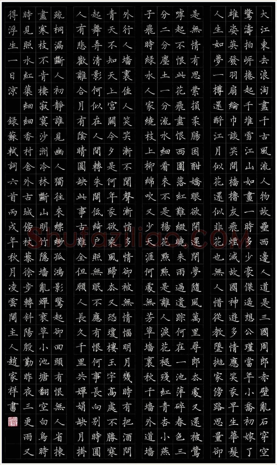 赵家祥硬笔楷书苏轼词六首,赵家祥硬笔书法作品
