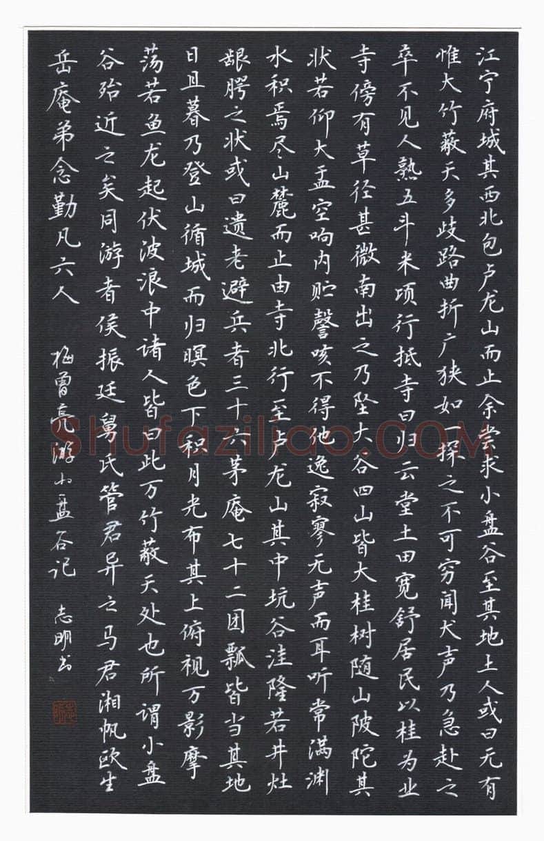 刘志明硬笔楷书梅曾亮游小盘谷记,刘志明硬笔书法作品