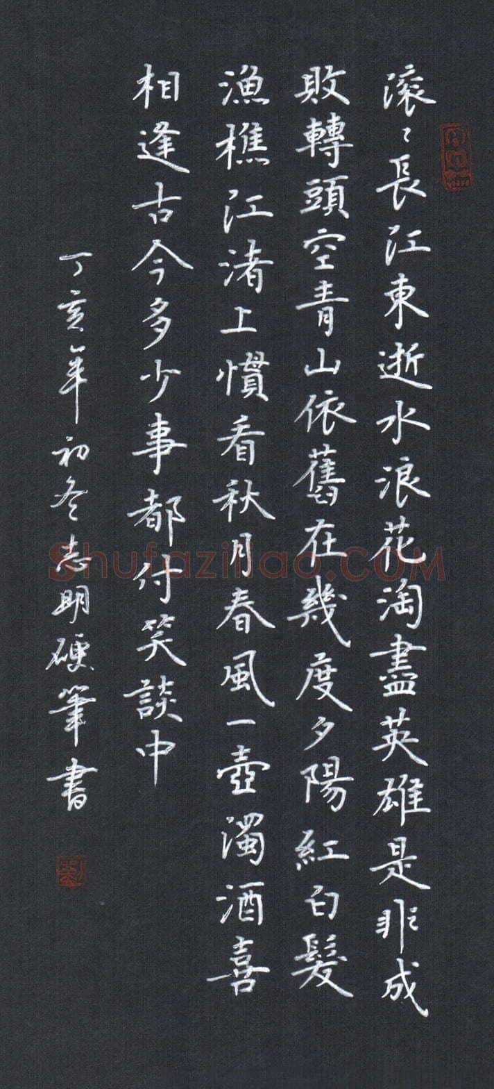刘志明硬笔楷书滚滚长江东逝水,刘志明硬笔书法作品