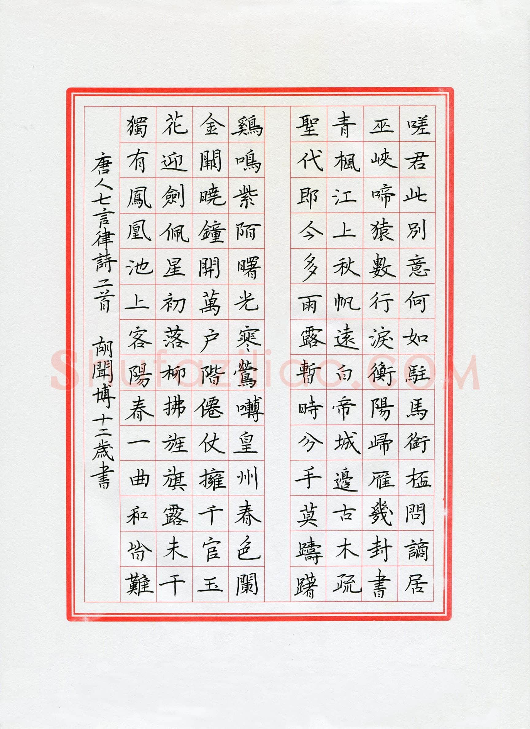 胡闻博(少儿组 12岁 银奖)硬笔书法大赛获奖作品,胡闻博硬笔书法作品