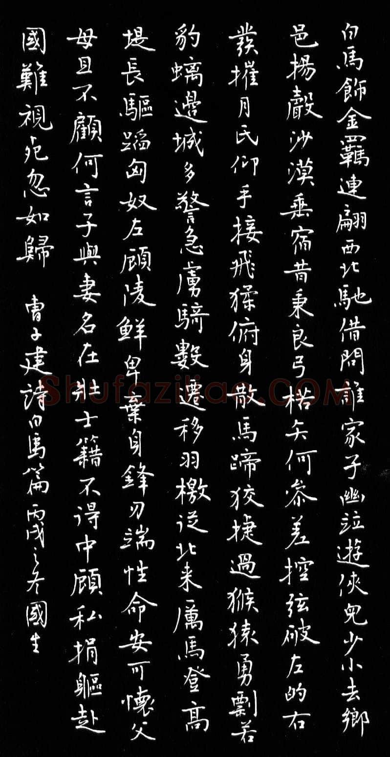 唐国生硬笔楷书曹子建诗白马篇,唐国生硬笔书法作品