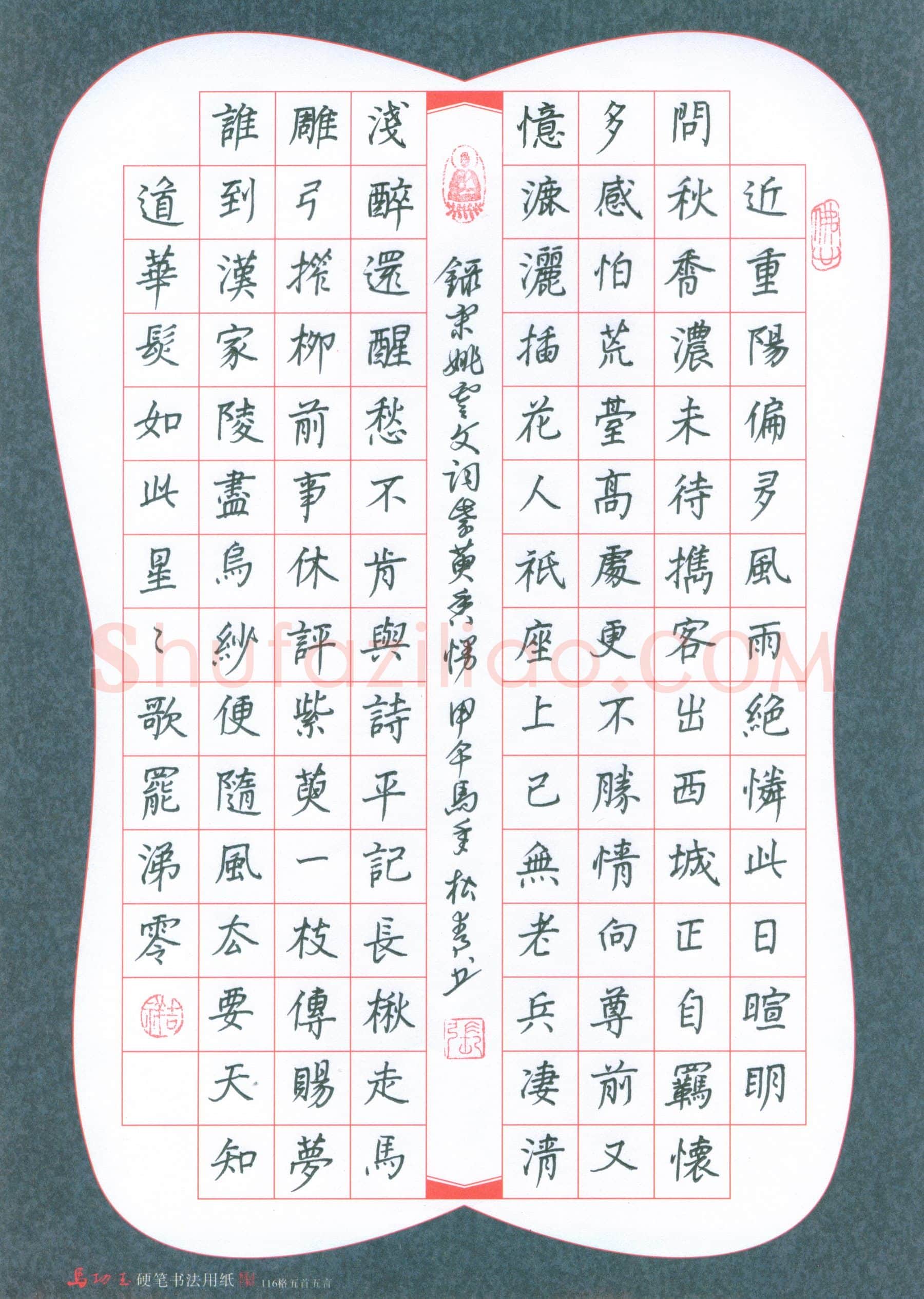 张松青硬笔楷书姚云文词紫萸香慢,张松青硬笔书法作品