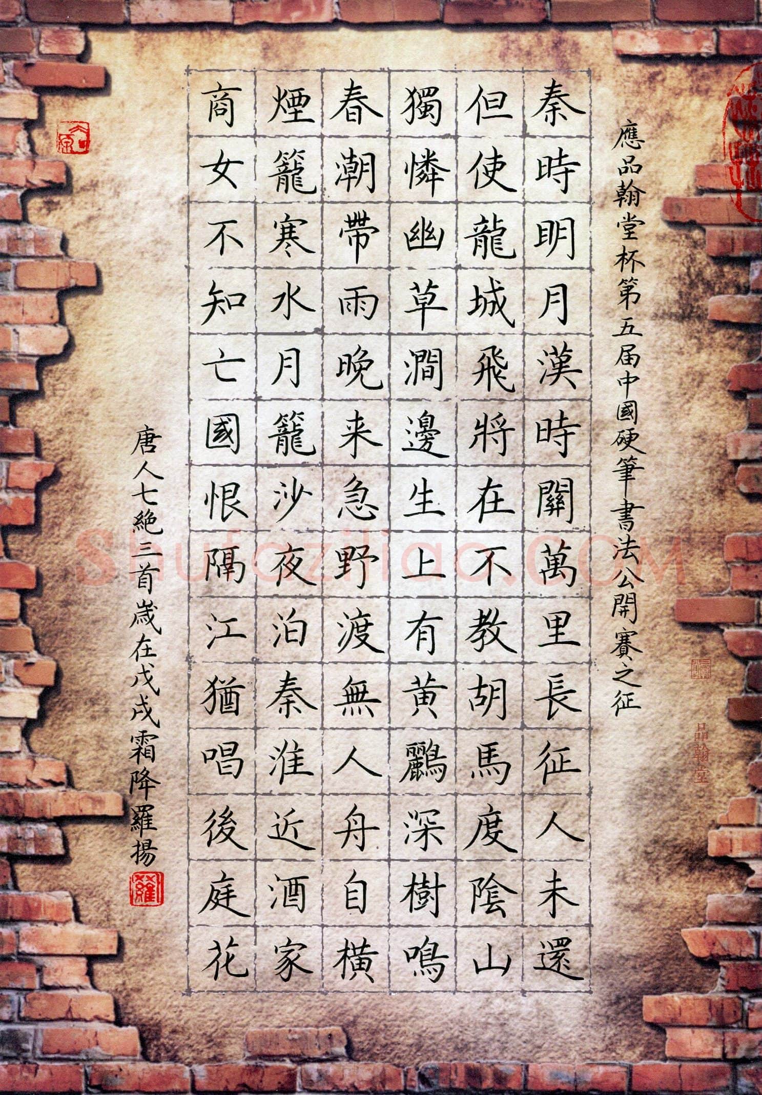 罗扬(成人组 优秀奖)硬笔书法大赛获奖作品,罗扬硬笔书法作品