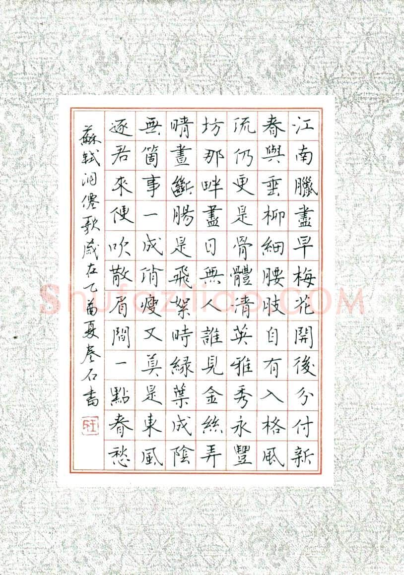 王虎军硬笔楷书苏轼词洞仙歌,王虎军硬笔书法作品