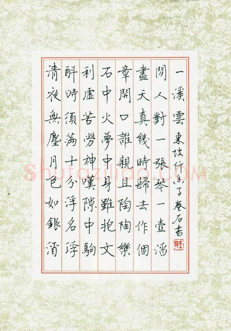 王虎军硬笔楷书东坡行香子,王虎军硬笔书法作品