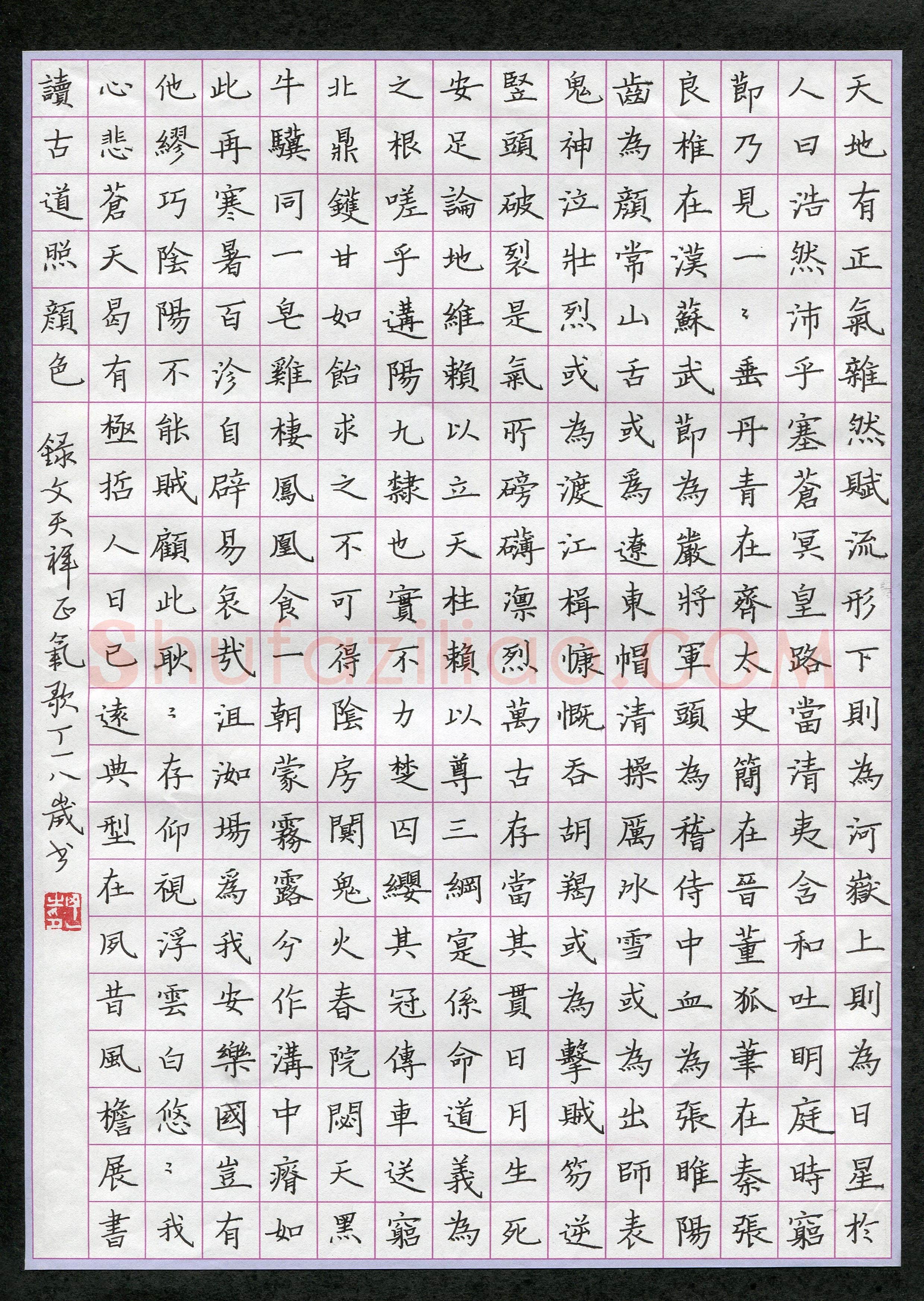 丁一(少儿组 8岁 金奖)硬笔书法大赛获奖作品,丁一硬笔书法作品